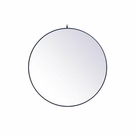 ELEGANT DECOR 45 in. Metal Frame Round Mirror with Decorative Hook, Blue MR4745BL
